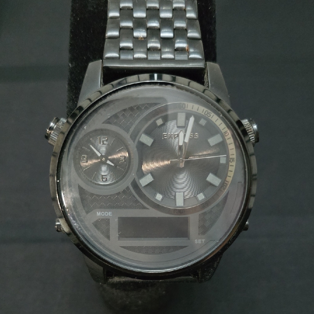 Express Black and Silver Dual Dial Watch